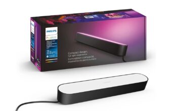 The Philips Hue Good Mild Bar Extension at Its Lowest Value, Producing Tens of millions of Colours