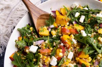 Summer season Peach Farro Salad